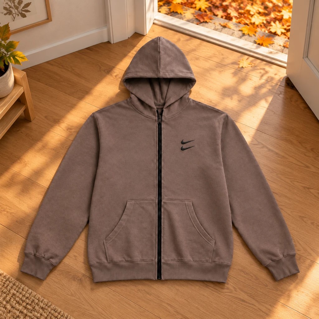 سوئیشرت دورس کلاهدار مردانه نایکی مدل Double Nike-خاکی